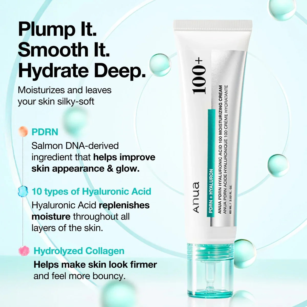 Anua Pdrn Hyaluronic Acid 100+ Moisturizing Cream 60ml