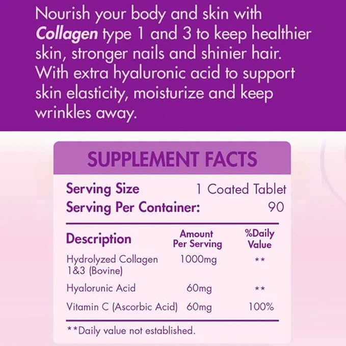 Organic Nation  Hydrolyzed Collagen 1000+  90 Tablets