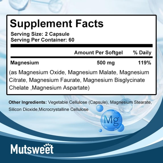 Mutsweet Premium Magnesium Complex 120 Capsules