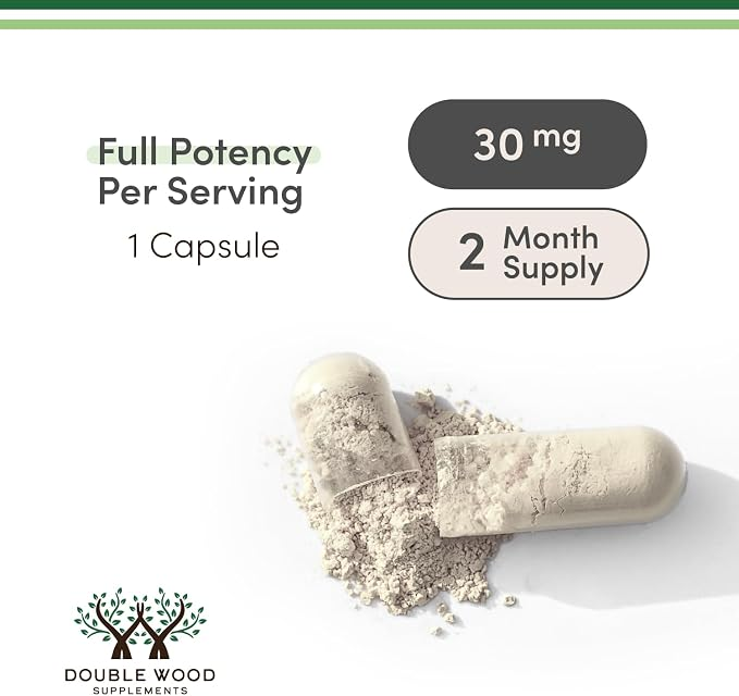 Double Wood Supplements L-Ergothioneine 30mg Egt, Antioxidant + Healthy-Aging Support, 60 Capsules