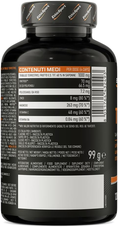 EthicSport - Testogen Tribulus Terrestris, Polycosanols, Vinitrox and Zinc 120 caps