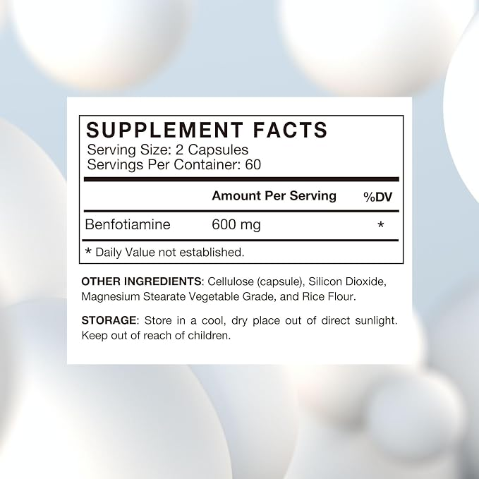 VHC Vitamin B1 Benfotiamine 600mg Supplement 120 Veggie Capsules