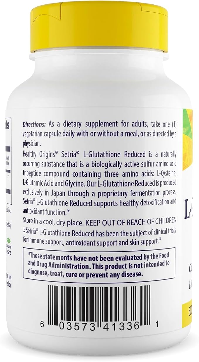 Healthy Origins Setria L-Glutathione 500 Mg, 60 Veggie Caps