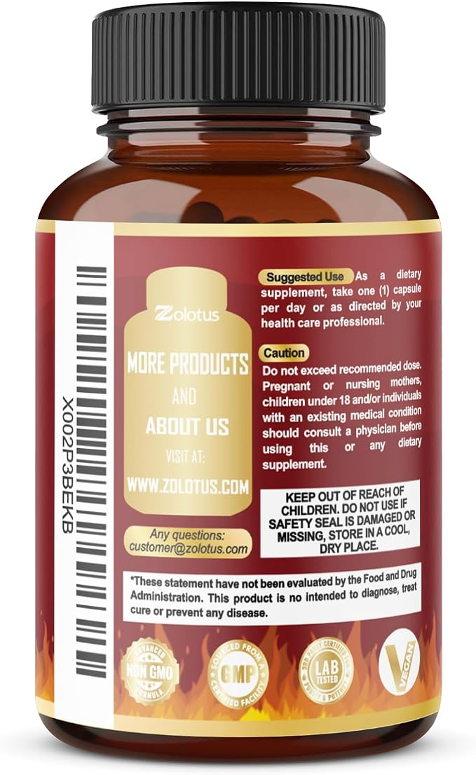 Zolotus Tribulus Terrestris with Ashwagndha, Panax Ginseng, Saw Palmetto, Maca, Shilajit - 90 Capsules
