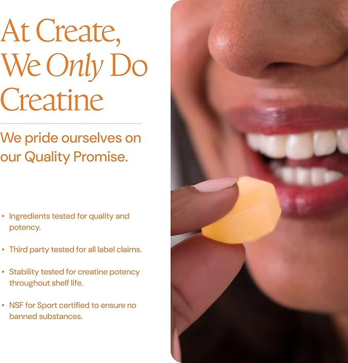 Create Creatine Orange Or Men & Women, Boost Focus, Strength, and Endurance, Anti-Melting Formula 90 Gummies