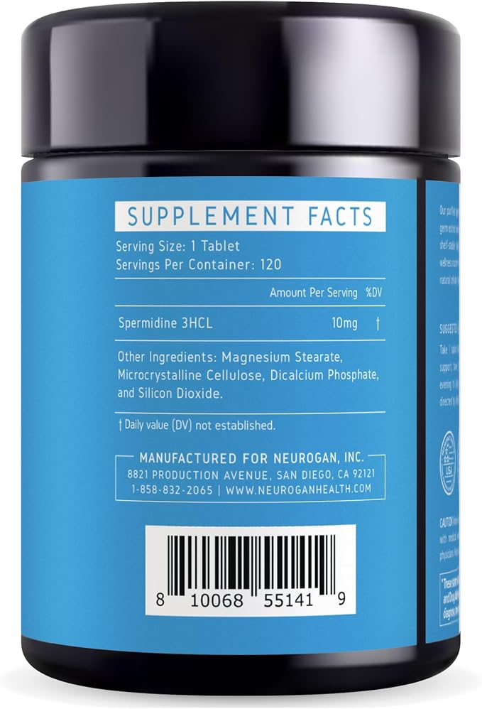 Neurogan Spermidine Supplement - 1200mg 10 Mg per Serving - 120 Tabs