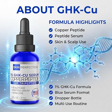 Skin Perfection 1% GHK-Cu Copper Peptides Serum for Face, Hair & Scalp .5oz