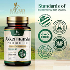 Nature's Nutrition Akkermansia Gut Health Supplement - Premium Akkermansia Probiotic with Prebiotic Fiber  60 Capsules