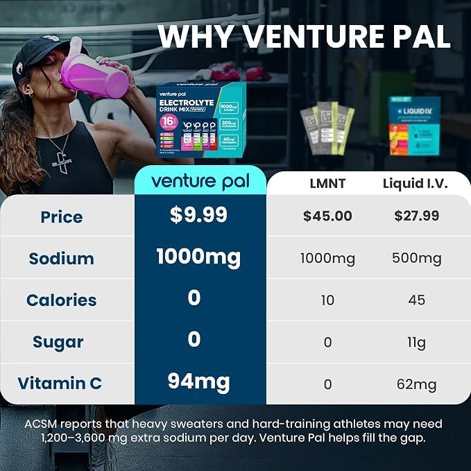 Venture Pal High Sodium Sugar-Free Electrolytes Powder Packets 16 Sticks