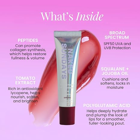Naked Sundays SPF 50 Tinted Lip Balm, Darling 15ml