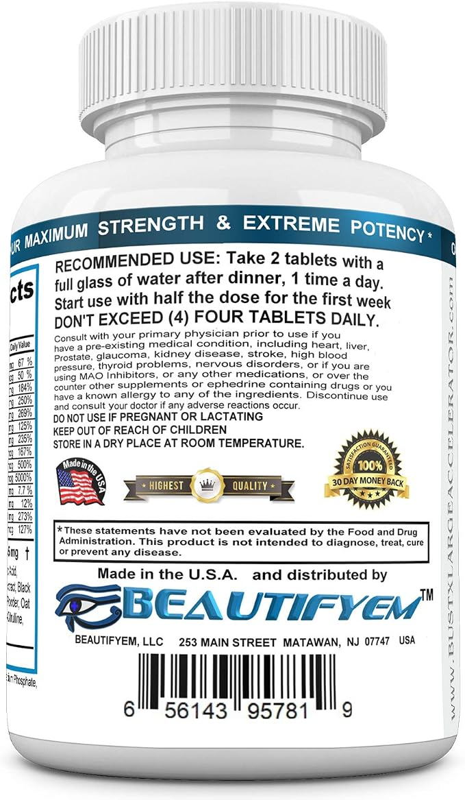 Beautifyem Bust X-Large Accelerator to Be Used with Bust X-Large for Faster and Bigger Gains 60 Tablets