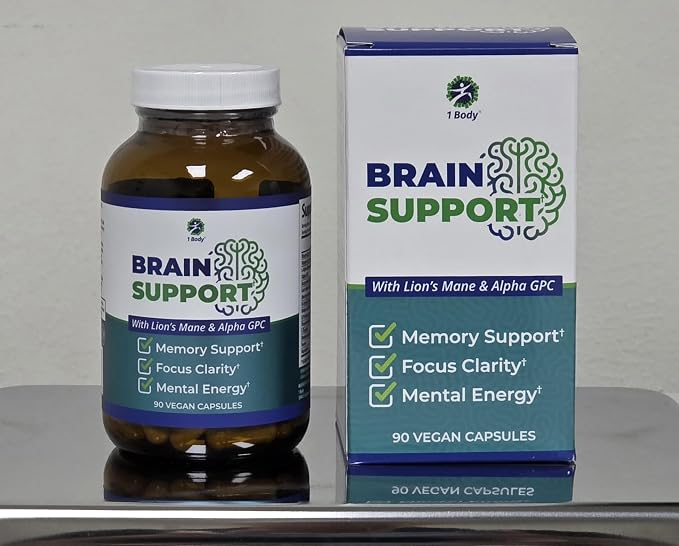 1 Body Brain Support - Bacopa Monnieri, Lion’s Mane for Memory & Focus 90 Caps