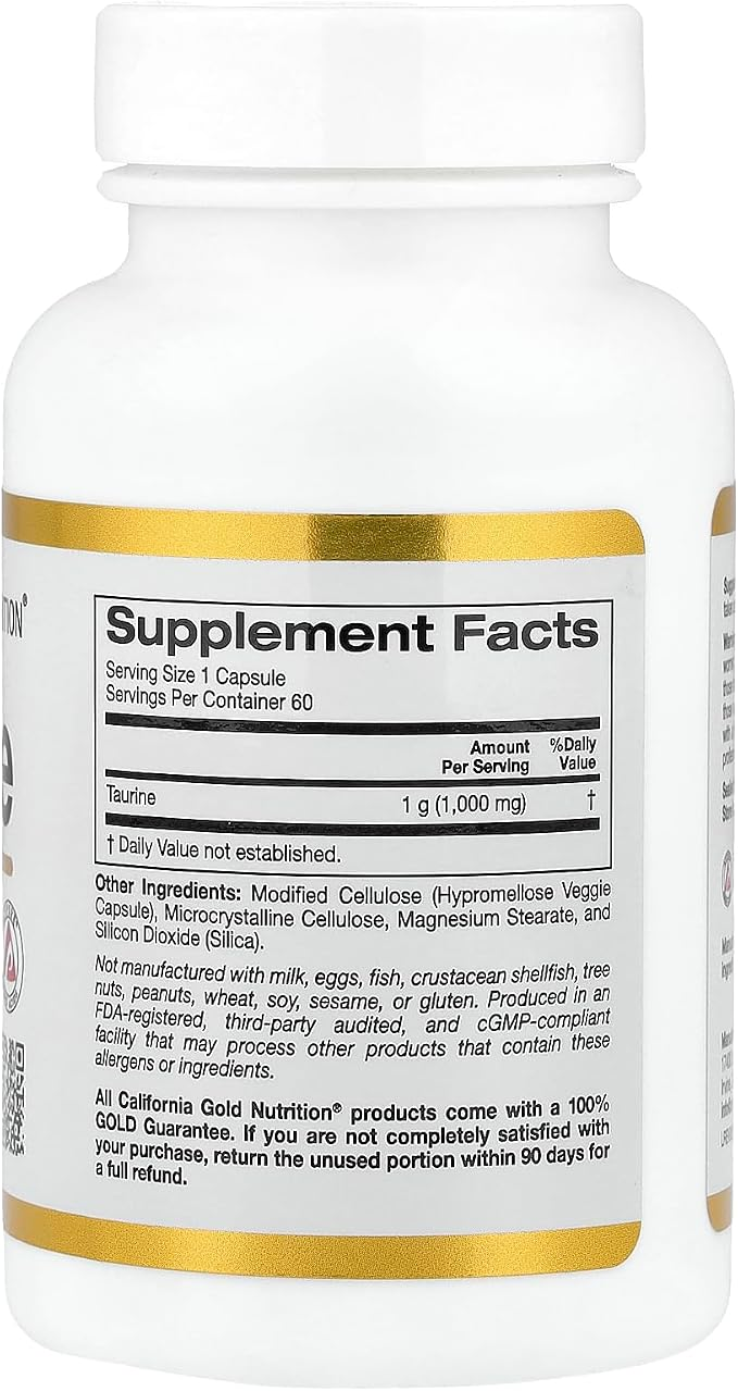 California Gold Nutrition Taurine 1,000 mg 60 Veggie Capsules