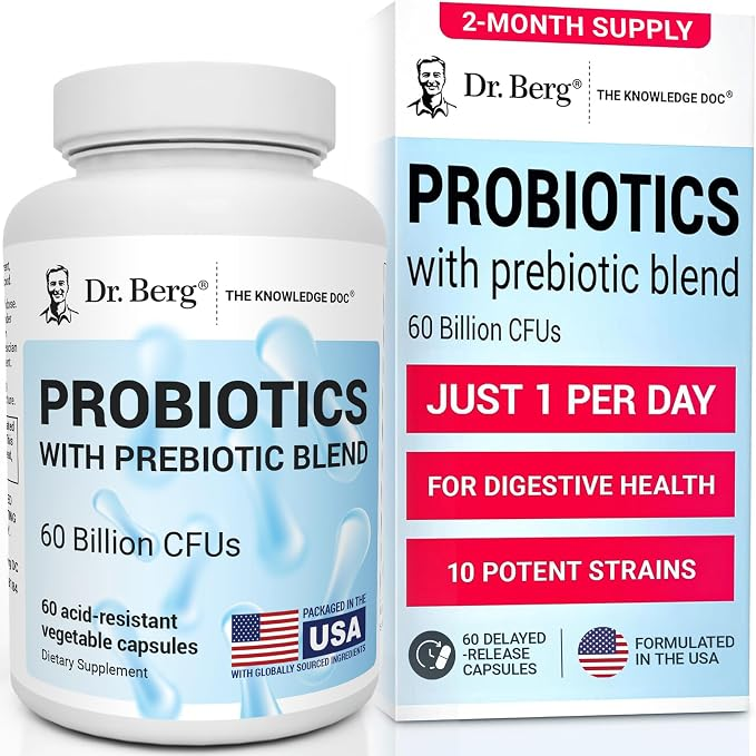 Dr. Berg Probiotic Supplement (60 Billion CfUs) 30 Probiotic Capsules