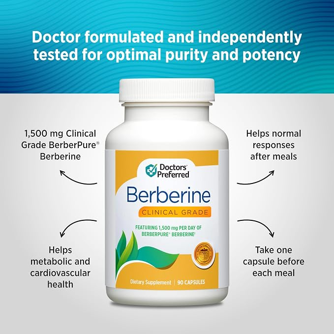 Doctors' Preferred Berberine HCl Clinical Grade Supplement, 90 Capsules