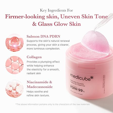 Medicube Pdrn Pink Collagen Toning Gel Toner Pad 70 Sheets