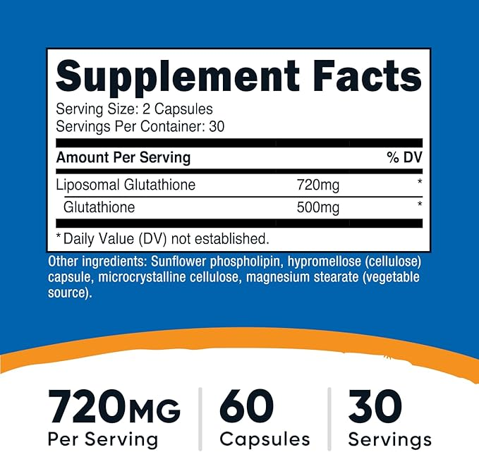 Nutricost Liposomal Glutathione Supplement 60 Capsules, 720mg per Serving