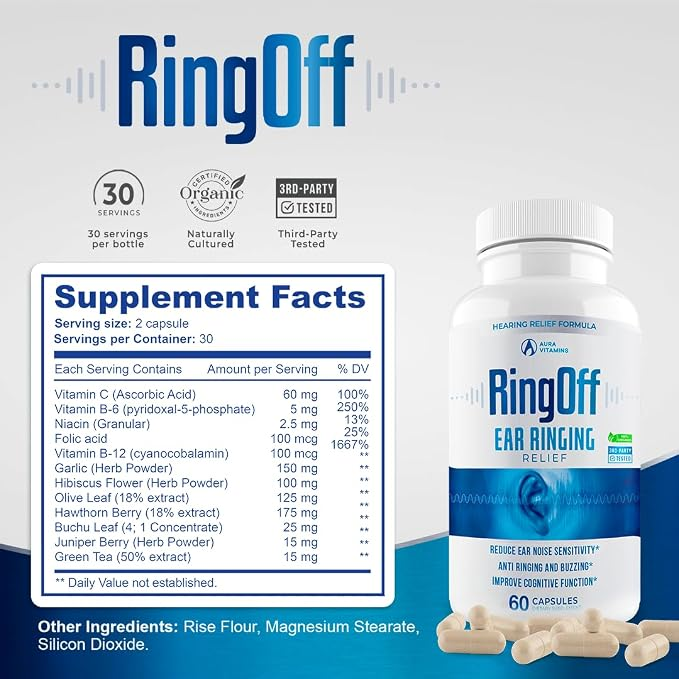 Aura Vitamin Ring Off Ears Ringing Relief 60 Capsules