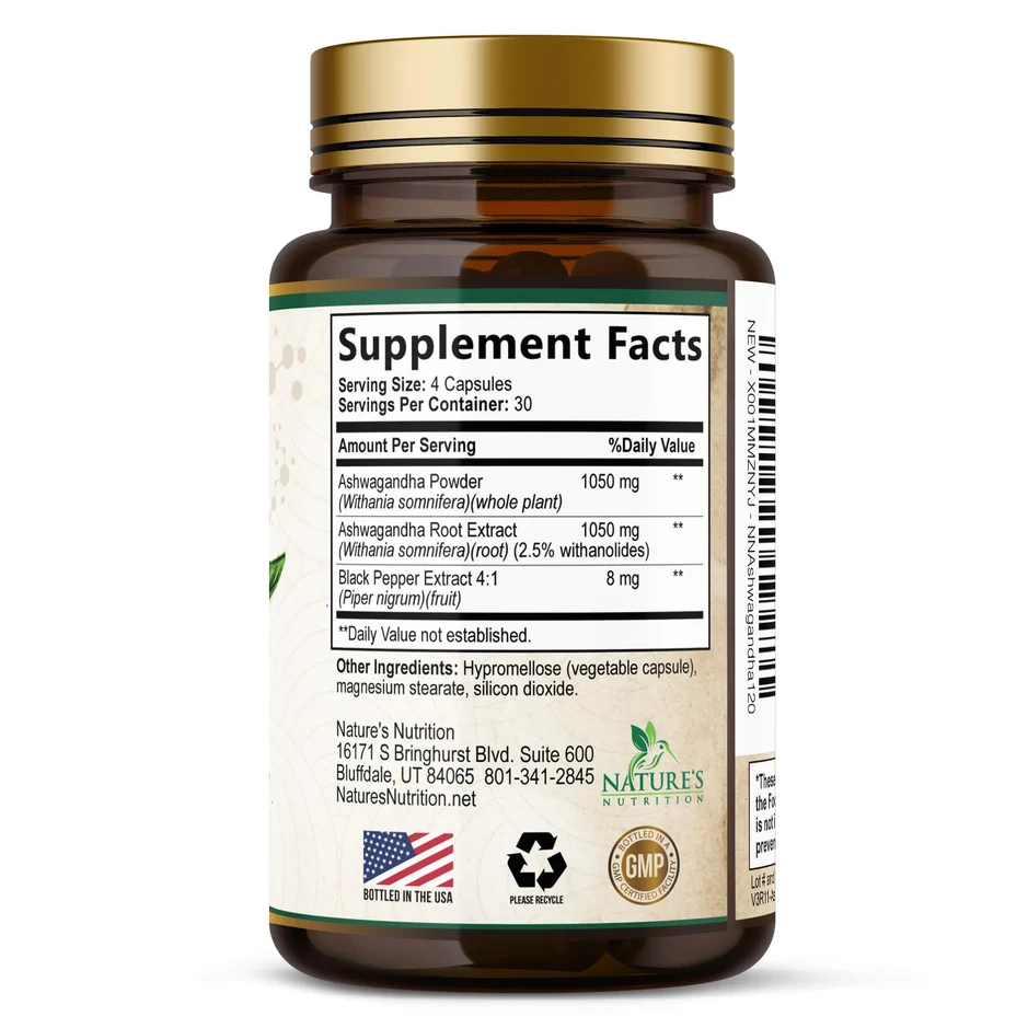 Nature's Nutrition Premium Ashwagandha 2100 mg - 120 Capsules