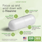 Nature's Trove L-Theanine 200mg  365 Vegetarian Capsules