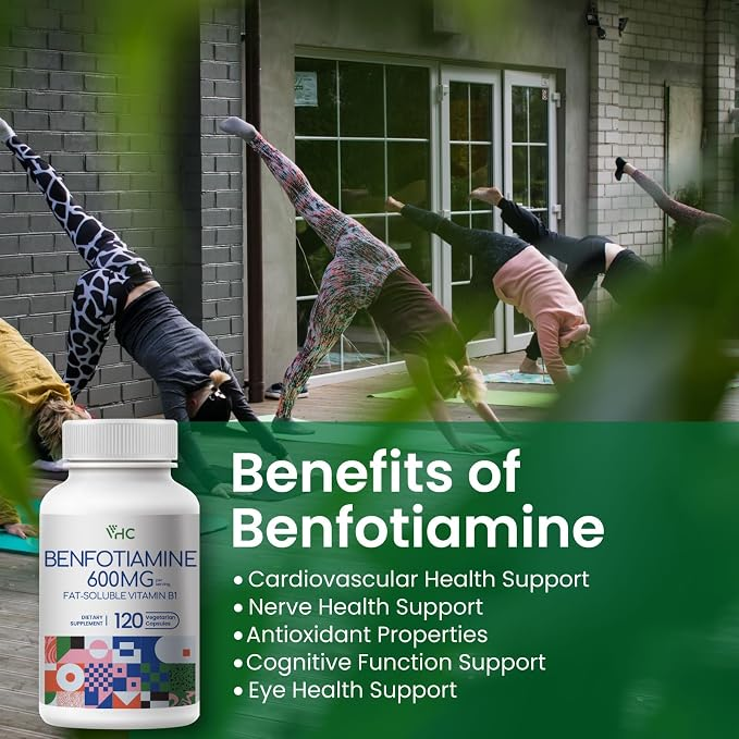 VHC Vitamin B1 Benfotiamine 600mg Supplement 120 Veggie Capsules