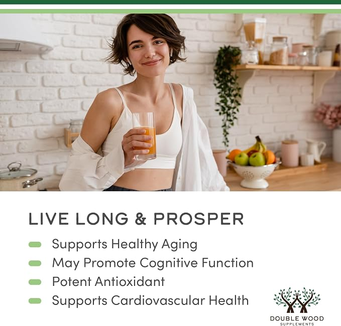 Double Wood Supplements L-Ergothioneine 30mg Egt, Antioxidant + Healthy-Aging Support, 60 Capsules