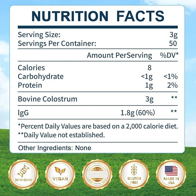 Kedisom Grass-Fed Bovine Colostrum Supplement 3000mg Powder Unflavored 150g