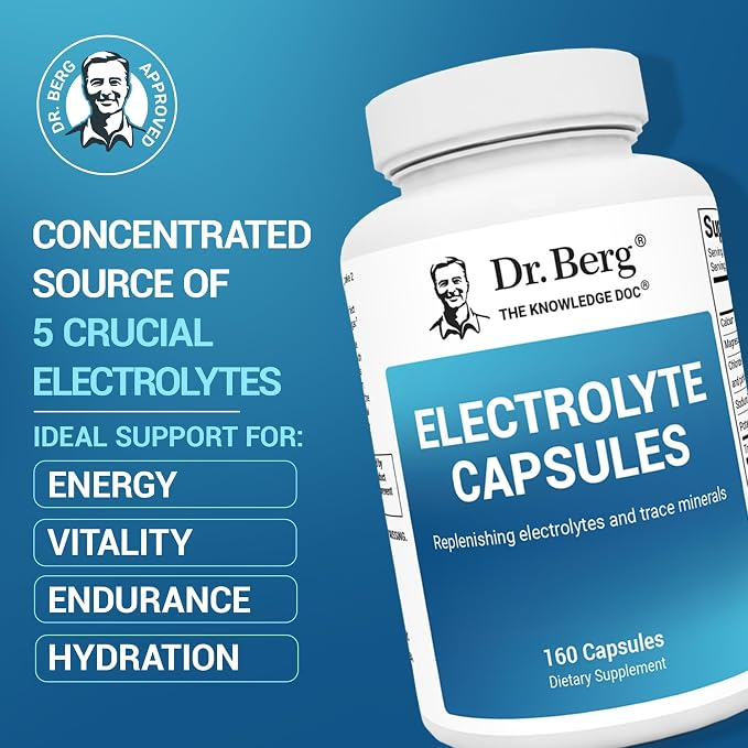 Dr. Berg  Electrolyte Supplements for Supporting Energy, Endurance, and Hydration 160 Capsules