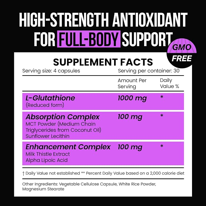 VitaRaw 1000mg Glutathione for Immune Support 120 caps