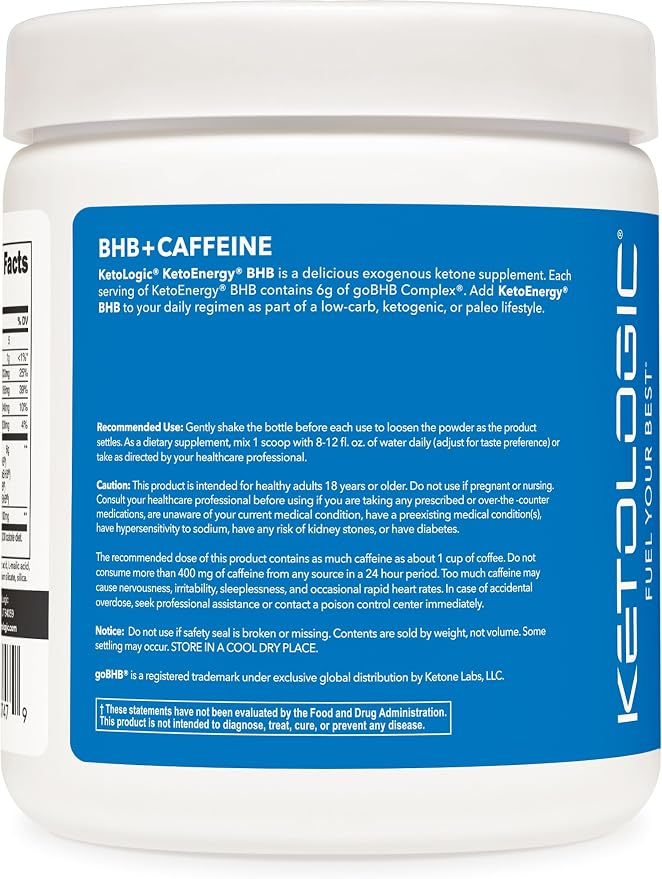 KetoLogic KetoEnergy BHB with Caffeine Powder (Raspberry Lemonade) 270g