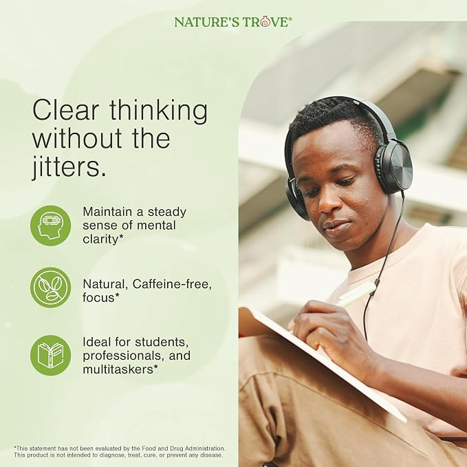 Nature's Trove L-Theanine 200mg  365 Vegetarian Capsules