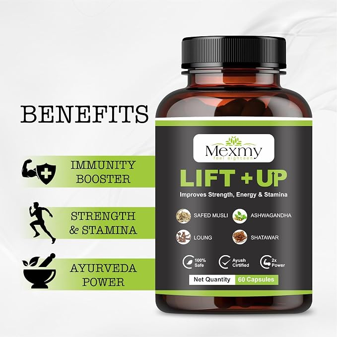 Mexmy Feel Eighteen Ayurvedic Lift-Up Improves Strength, Energy & Stamina 60 Capsules