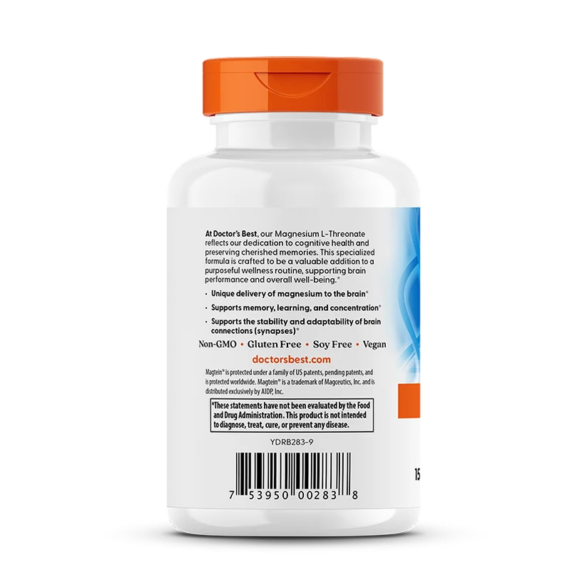 Doctor's Best Brain Magnesium with Magtein, 150 mg Per Serving, 90 Veggie Caps