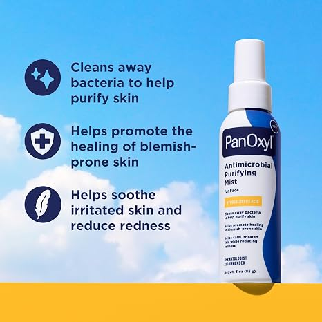 PanOxyl Antimicrobial Purifying Mist, Hypochlorous Acid, For Face, 3 oz