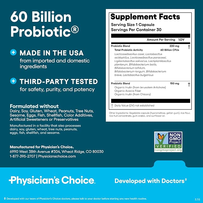 Physician's Choice Probiotics 60 Billion Cfu 30 Caps