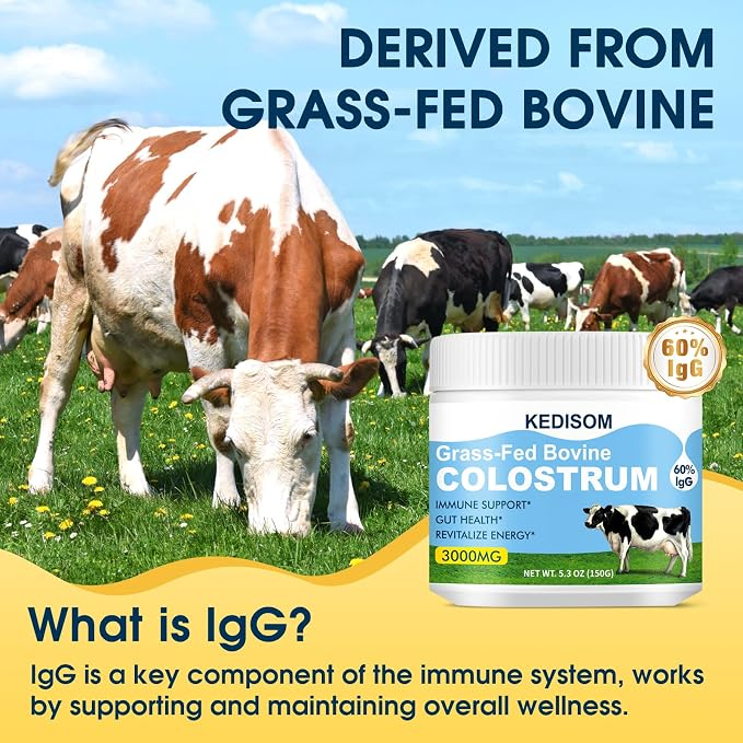 Kedisom Grass-Fed Bovine Colostrum Supplement 3000mg Powder Unflavored 150g