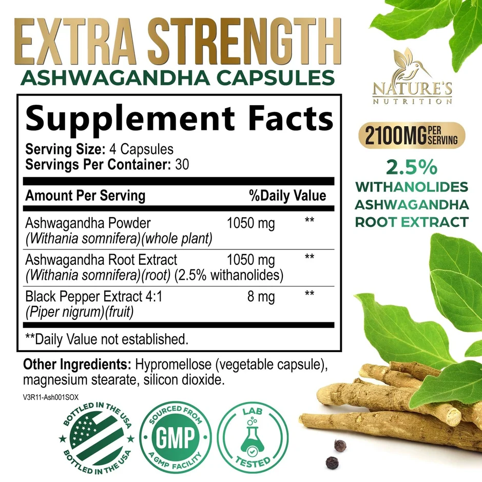 Nature's Nutrition Premium Ashwagandha 2100 mg - 120 Capsules