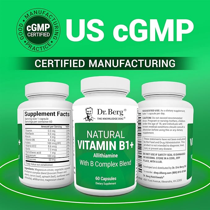 Dr. Berg  Natural Vitamin B1+ Allithiamine with B Complex Blend 60 Capsules