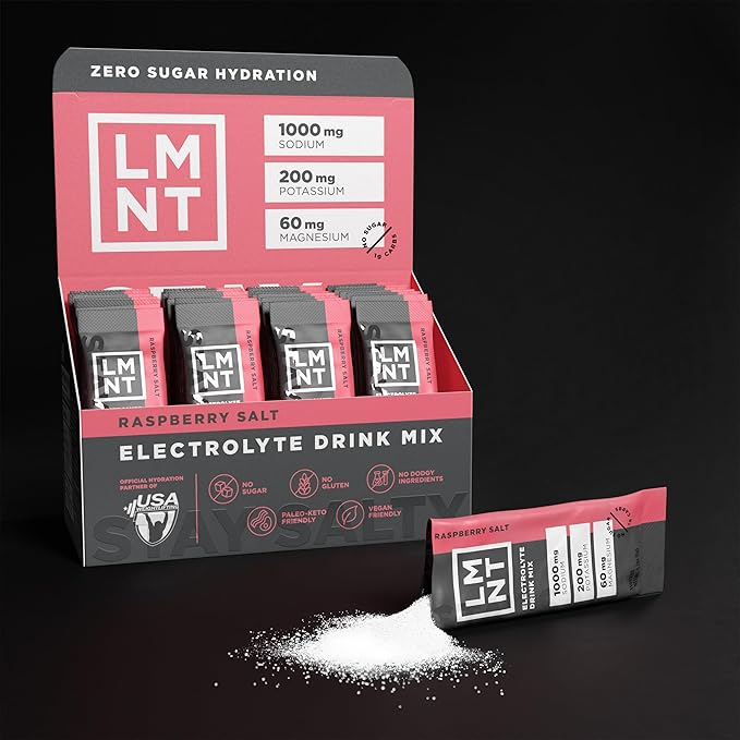 LMNT Zero Sugar Electrolytes - Raspberry Salt Drink Mix 30 Stick Packs