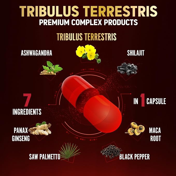 Zolotus Tribulus Terrestris with Ashwagndha, Panax Ginseng, Saw Palmetto, Maca, Shilajit - 90 Capsules
