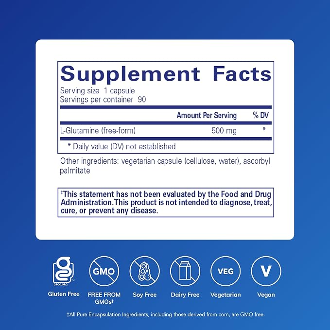 Pure Encapsulations L-Glutamine 500 mg 90 Capsules