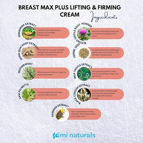 Kimi Naturals Breast Max Plus - Breast Enhancement Cream 4 Oz