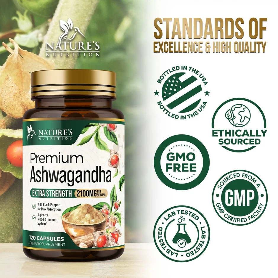 Nature's Nutrition Premium Ashwagandha 2100 mg - 120 Capsules