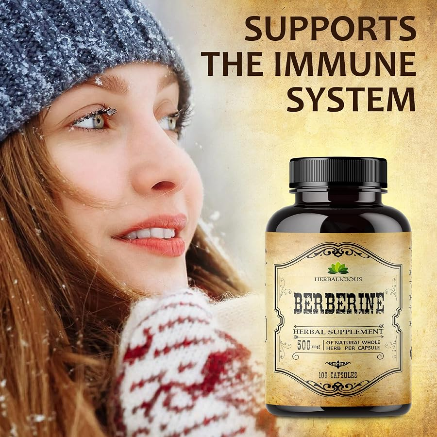 Herbalicious Berberine Herbal Supplement 500 Mg 100 Caps