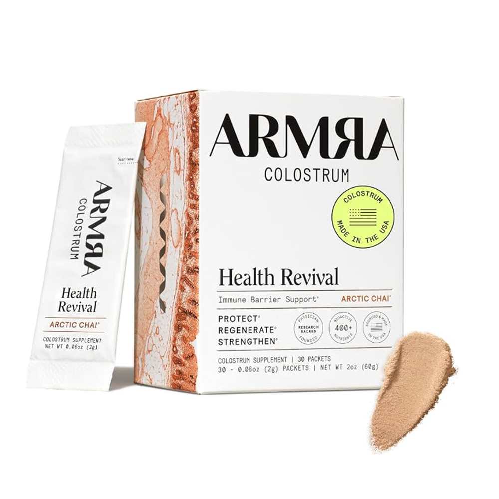 Armra Colostrum Health Revival Powder, Arctic Chai, 30 Serving Travel Sticks