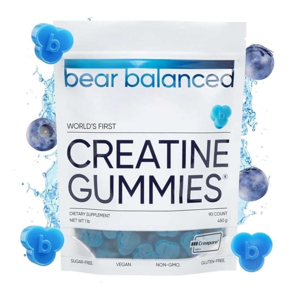 Bear Balanced Creatine 90 Gummies, Muscle Growth Support for Men and Women, Blueberry