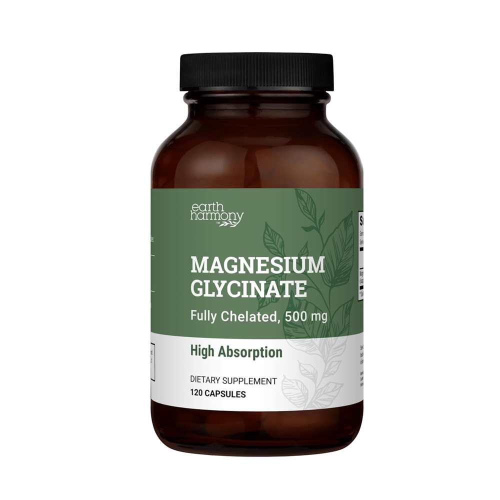 Earth Harmony Naturals Pure Magnesium Glycinate 500mg 120 Capsules