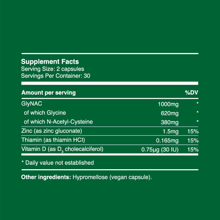 L Cell GlyNAC Capsules 500mg 30 servings, 60 caps