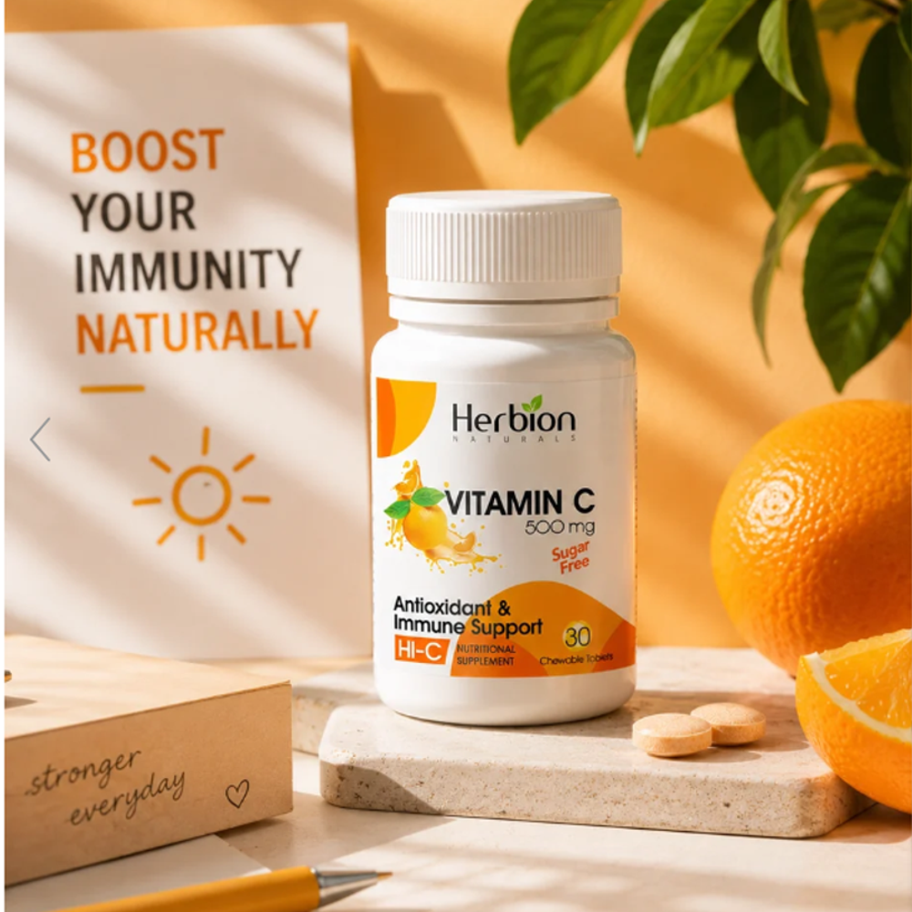 Herbion HI-C Vitamin C 500mg Chewable 30 Tablets