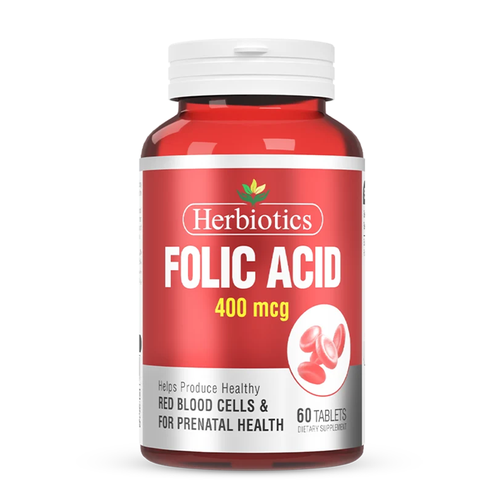 Herbiotics Folic Acid 400mcg 60 Tablets